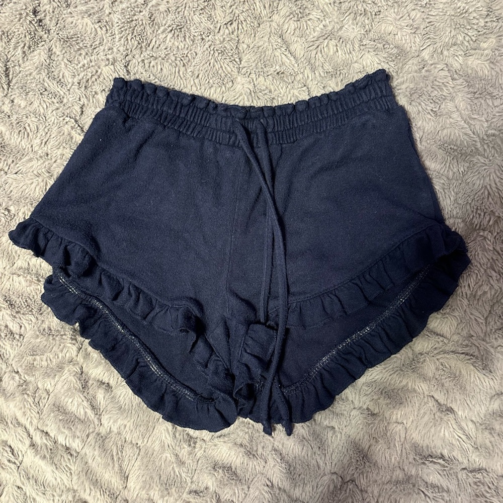 Women's Navy Ruffle Shorts